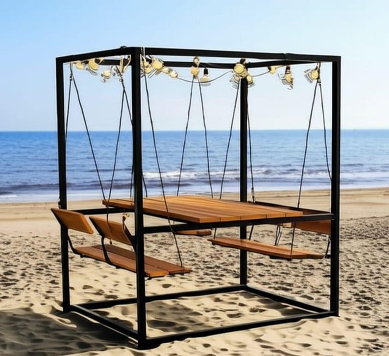 Home art paris Swing Table Dining Set - 1.3 Ton Capacity Heavy-Duty Metal Frame Commercial Furniture by home art paris