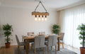 Minimalist Wood Beam Chandelier, Scandinavian Style Pendant, Modern Farmhouse Kitchen Island Lighting