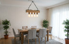 Minimalist Wood Beam Chandelier, Scandinavian Style Pendant, Modern Farmhouse Kitchen Island Lighting