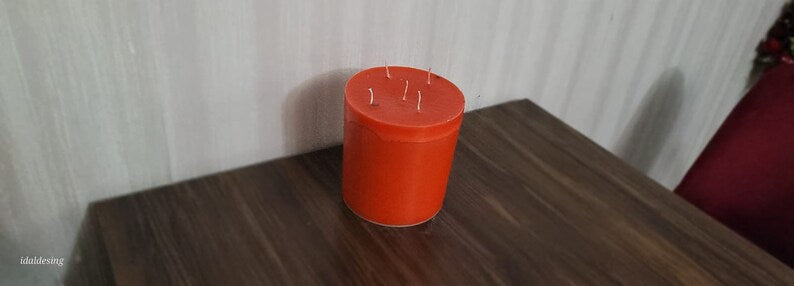 Customizable size red Pillar Candle Handmade Table Centerpiece Homeartparis production