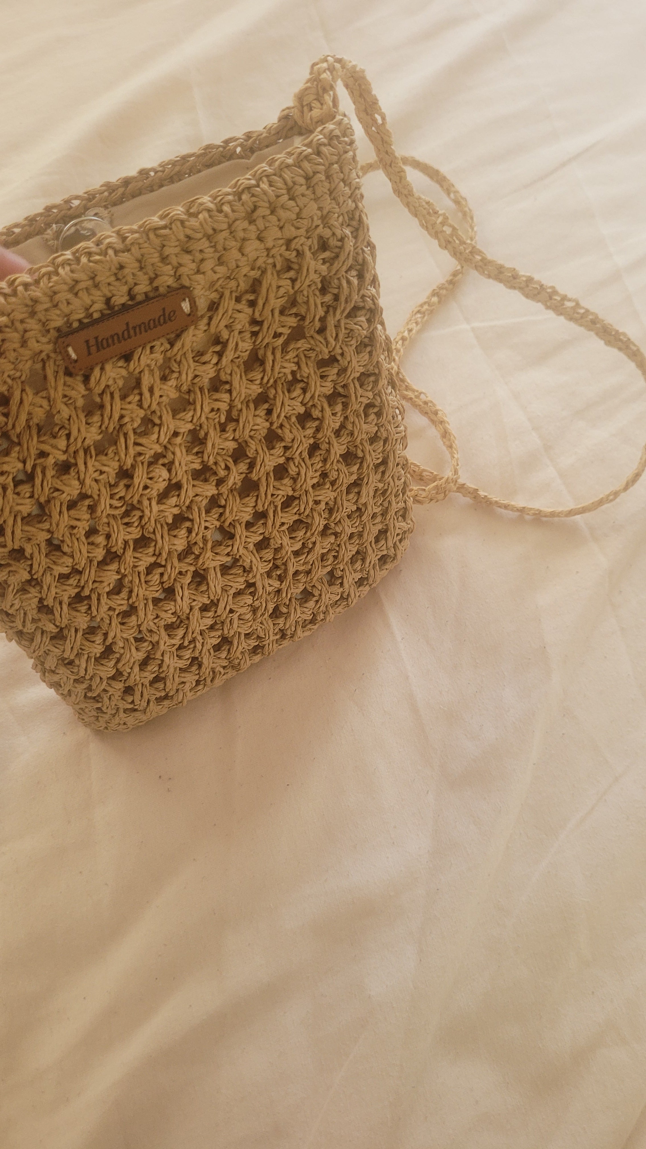 Minimalist Straw Crossbody Bag - Handmade Woven Raffia Style Purse by Seval Özsoy - Natural Boho Summer Bag - Unique Artisan Gift for Her