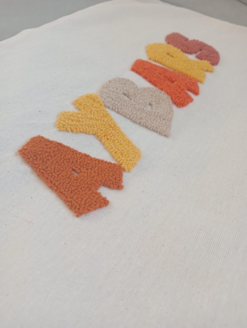 baby pillow Text  Pillow, Punch Needle Personalized Cushion Cover, Rectangular Name Pillow, Linen Decor Gift