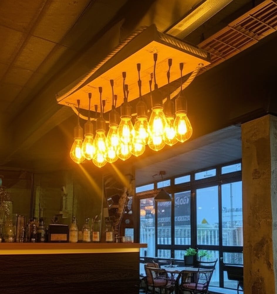 Wood Chandelier, Stairwell Lighting Fixture, 12-Light Rustic Lamp, High Ceiling & Kitchen Island Pendant chandelier