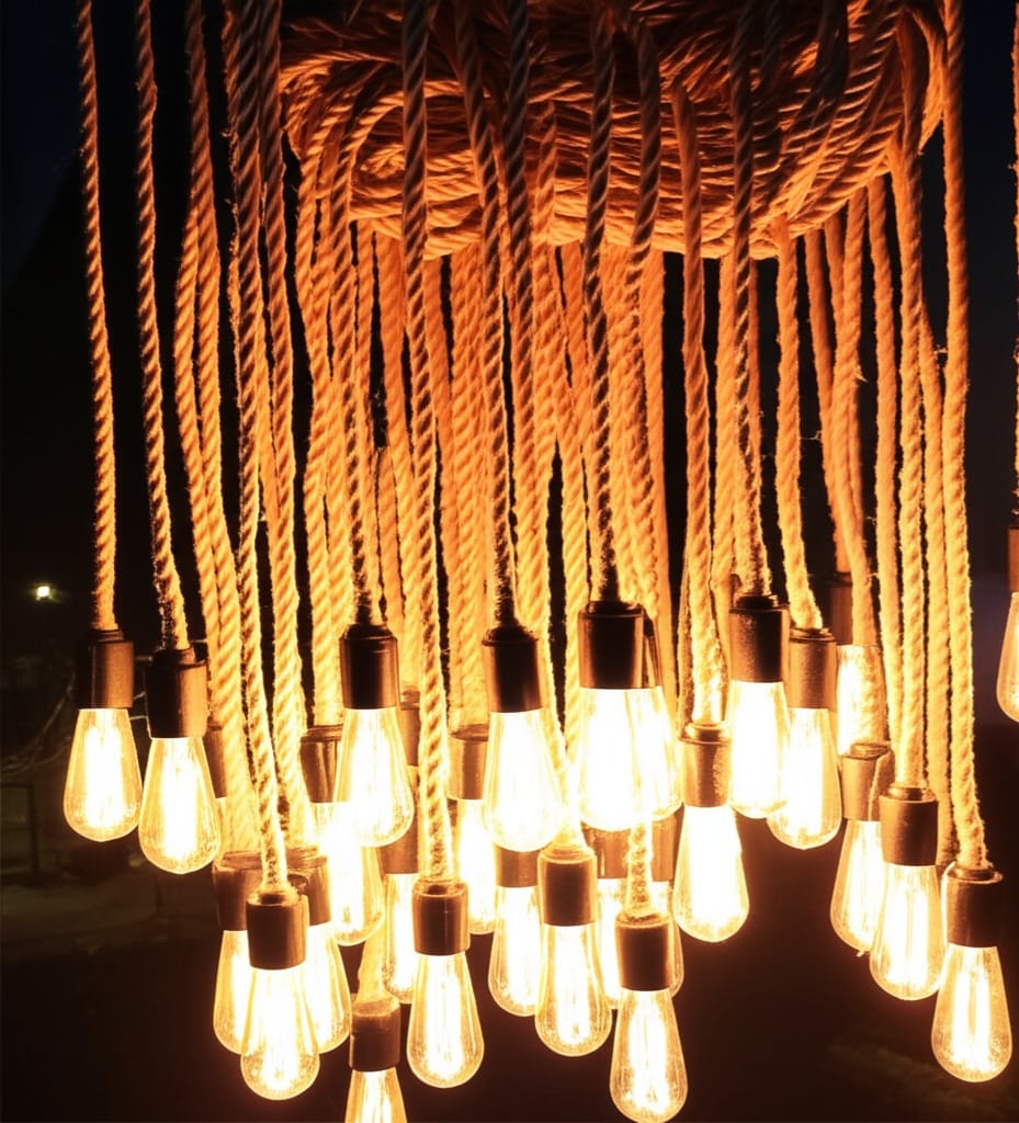 Rope Chandelier Custom Length Rustic Pendant Light Jute Rope Lamp Industrial Cafe Restaurant Lighting UL CE Certified Sevo Design