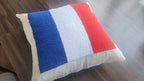 Homeartparis French Flag Punch Needle Pillow Cover, France Linen Cushion Case, Parisian Style Gift, Textured Home Decor 16x16