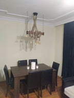 homeartparis vintage Wood Chandelier, Kitchen Island Lighting, Rustic Dining Table Lamp, 8-Rope Pendant Light Fixture
