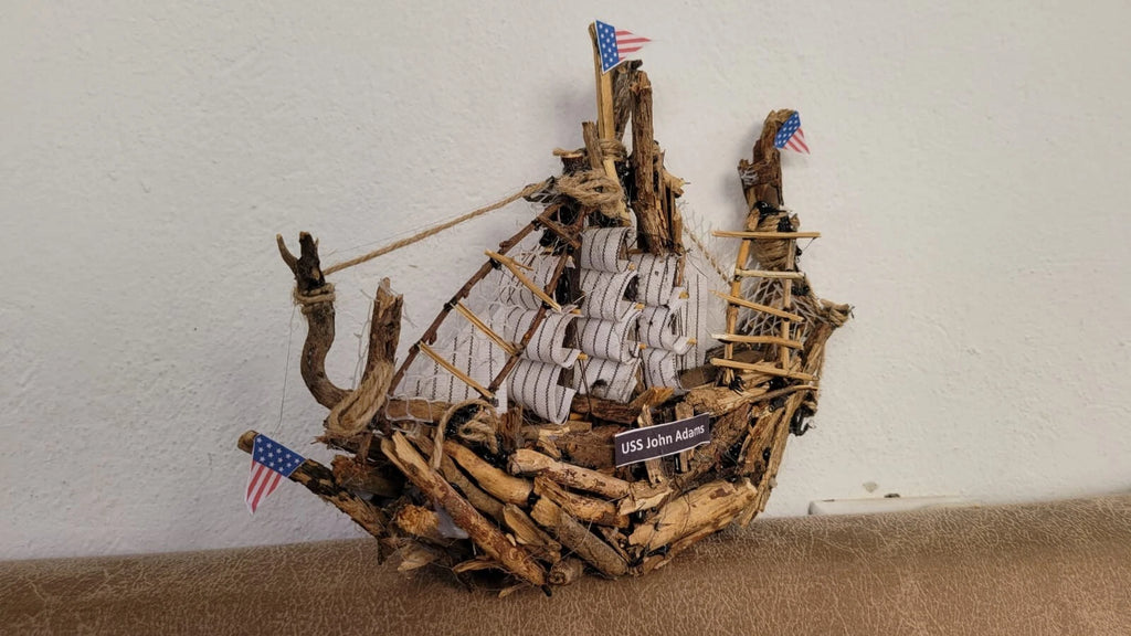 The USS John Adams Wooden Model Boat Driftwood Art Homeartparis production
