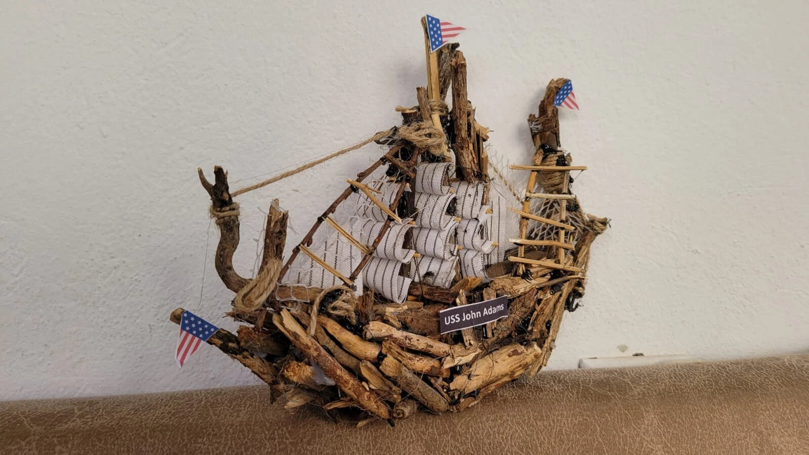 The USS John Adams Wooden Model Boat Driftwood Art Homeartparis production