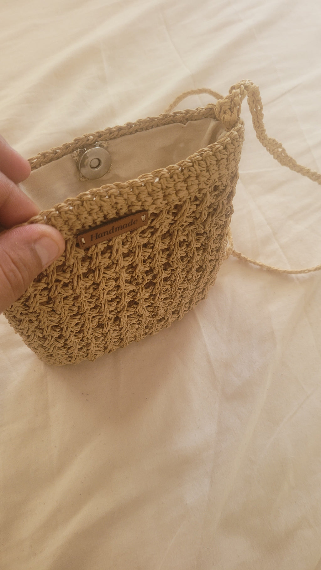 Minimalist Straw Crossbody Bag - Handmade Woven Raffia Style Purse by Seval Özsoy - Natural Boho Summer Bag - Unique Artisan Gift for Her