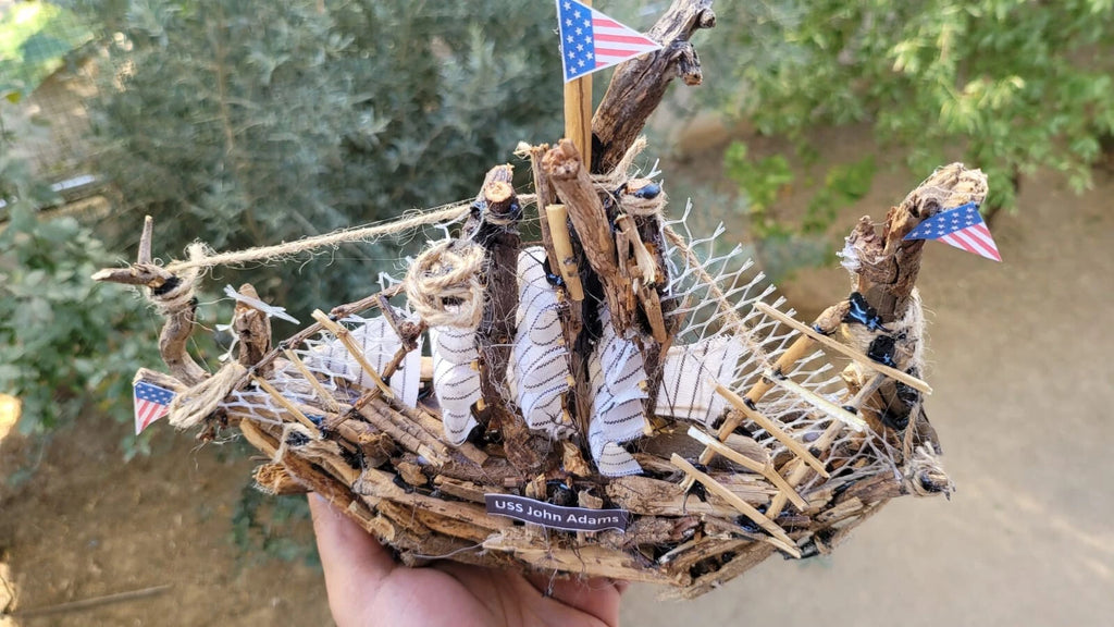 The USS John Adams Wooden Model Boat Driftwood Art Homeartparis production