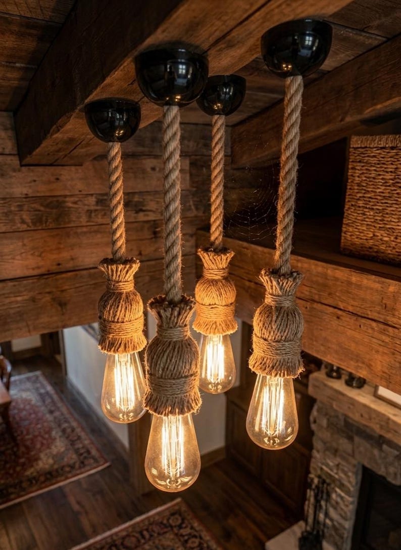 Customizable size rope lighting fixture, by homeartparis handmade