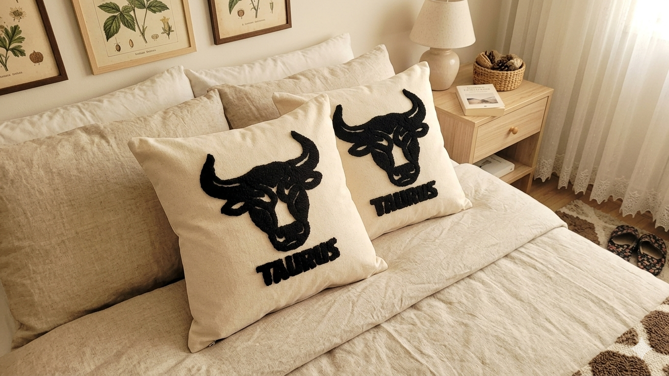 Astrology Home Decor, Handmade Punch Needle Pillow, Minimalist Throw Pillow, Personalized Birthday Gift, 16x16 Linen Cover