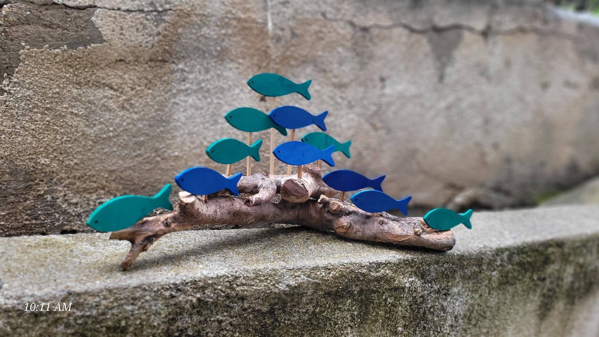 Large Driftwood Fish School Wall Art, Handmade Coastal Wood Branch Decor Homeartparis production