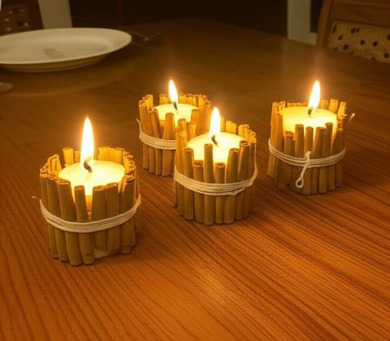 Natural Cinnamon Stick Candle , 3 pcs Handmade candle,  Rustic Table Centerpiece Homeartparis production