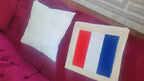 Homeartparis French Flag Punch Needle Pillow Cover, France Linen Cushion Case, Parisian Style Gift, Textured Home Decor 16x16