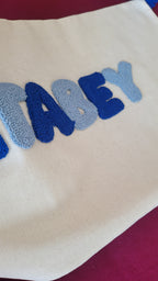 baby pillow Text Lumbar Pillow, Punch Needle Personalized Cushion Cover, Rectangular Name Pillow, Linen Decor Gift
