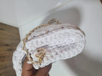 Chalk White Crochet Crossbody Bag - Handmade Popcorn Stitch Purse by Seval Özsoy - Soft T-Shirt Yarn Mini Bag - Unique Designer Gift