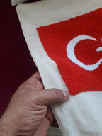 homeartparis Turkish Flag Punch Needle Pillow Cover, Turkey Linen Cushion Case, Travel Souvenir Gift, Textured Home Decor 16x16
