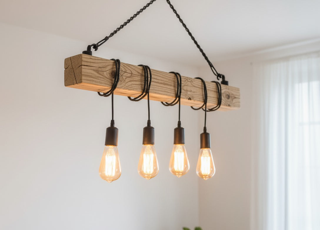 Vintage wooden beam chandelier / the home art paris