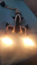 Handcrafted Wooden Anchor Pendant Light - Nautical Dual-Rope Chandelier with Adjustable Hanging Height