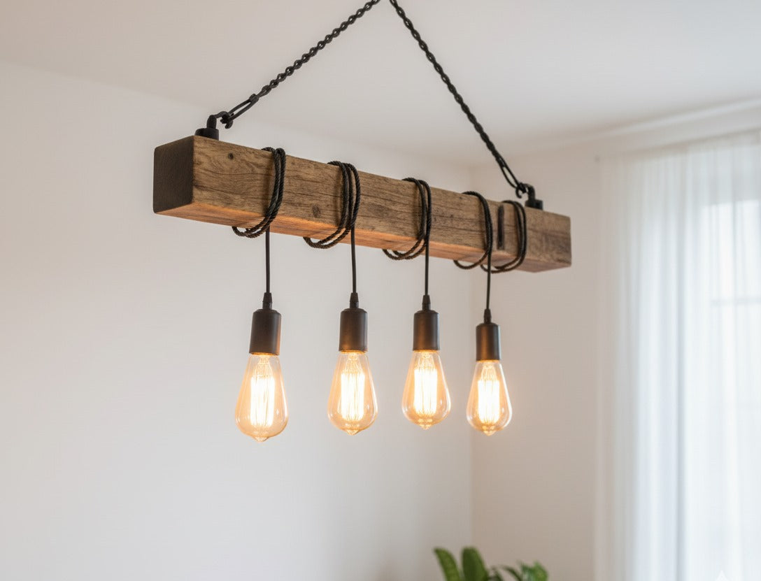 Vintage wooden beam chandelier / the home art paris