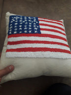 homeartparis Punch Needle American Flag Pillow Cover | Tufted USA Flag Cushion | Patriotic Home Decor Accent | Handmade 4th of July Gift