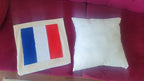 Homeartparis French Flag Punch Needle Pillow Cover, France Linen Cushion Case, Parisian Style Gift, Textured Home Decor 16x16