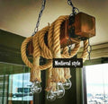 Medieval Style 4-Light Wood and Rope Rustic Chandelier Homeartparis production