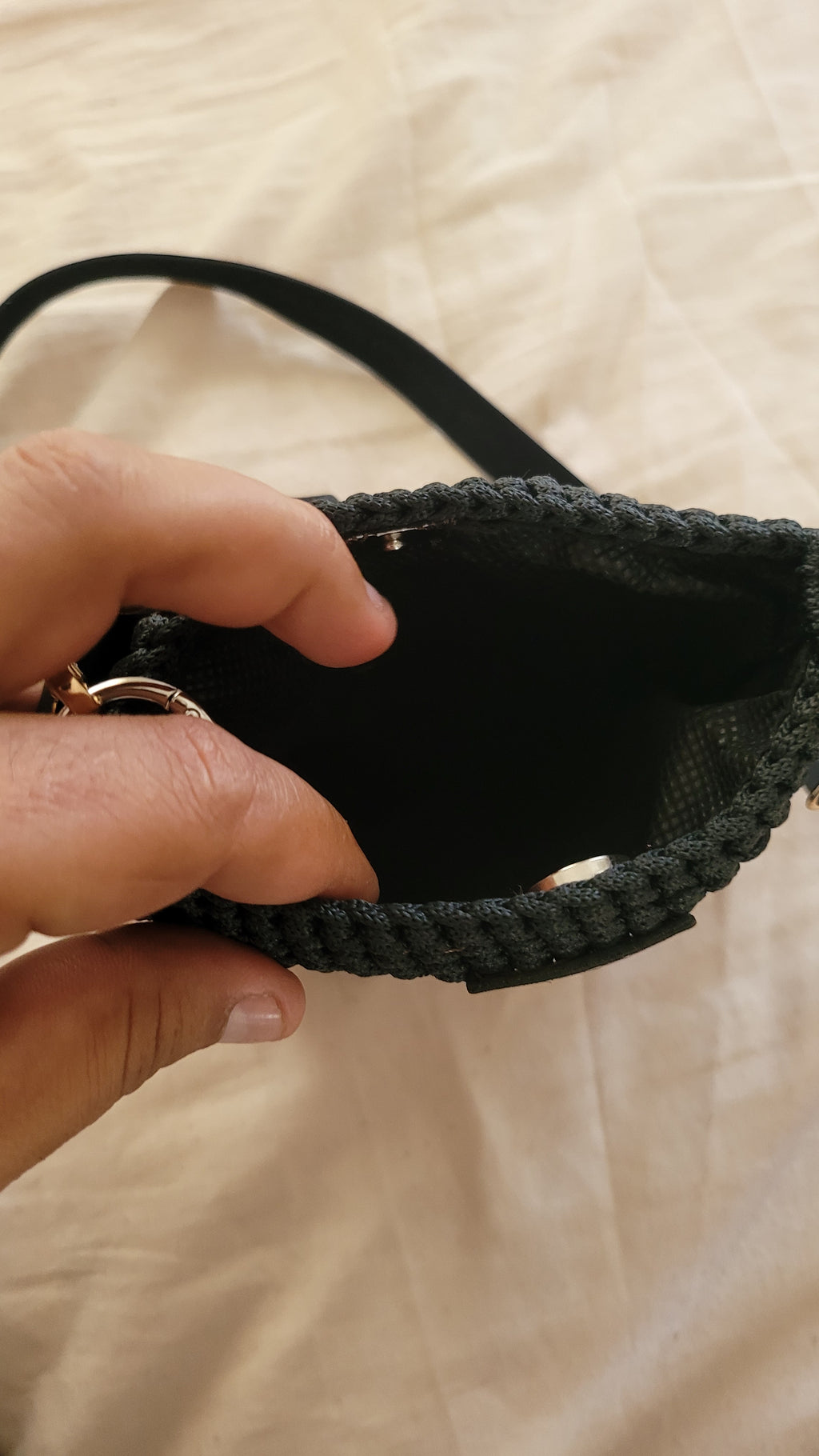 The Black Crochet Mini Bag - Handmade Phone Purse by Seval Özsoy - Small Crossbody Shoulder Bag - Minimalist Artisan Gift for Her