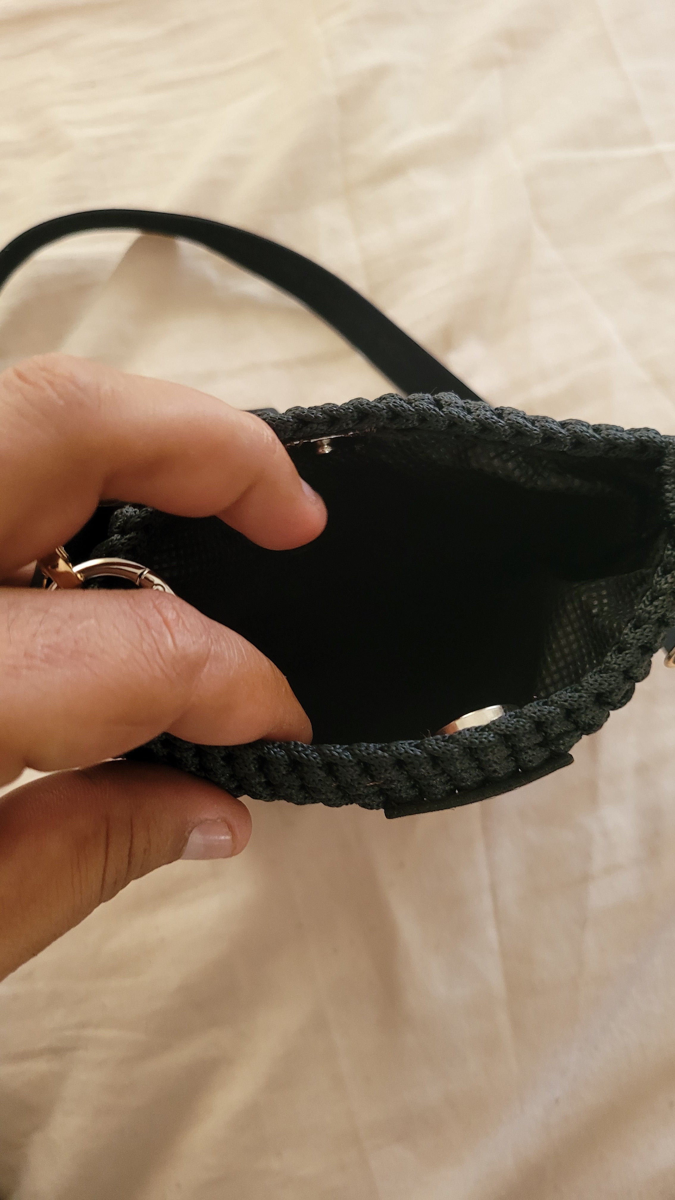 The Black Crochet Mini Bag - Handmade Phone Purse by Seval Özsoy - Small Crossbody Shoulder Bag - Minimalist Artisan Gift for Her