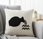 homeartparis Handmade Punch Needle Pillow, Minimalist Throw Pillow, Personalized Birthday Gift, 16x16 Linen Cover, Astrology Home Decor