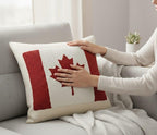 Homeartparis Punch Needle Canadian Flag Pillow - Handmade Maple Leaf Cushion by Seval Özsoy - Unique Patriotic Decor - Available as Cover or with Insert