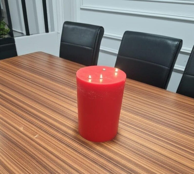 Customizable size red Pillar Candle Handmade Table Centerpiece Homeartparis production