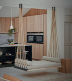 Artisan Handcrafted Spruce Wood Hanging Swing Bed - Indoor Outdoor Jute Rope Daybed - Homeartparis production
