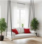Desing Spruce Wood Porch Swing Bed Set - Outdoor Garden Hanging Daybed with Cushions - Homeartparis production