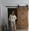 Handcarved Solid Wood Sliding Barn Door - Custom Artisanal Interior Door with Hardware - Homeartparis production