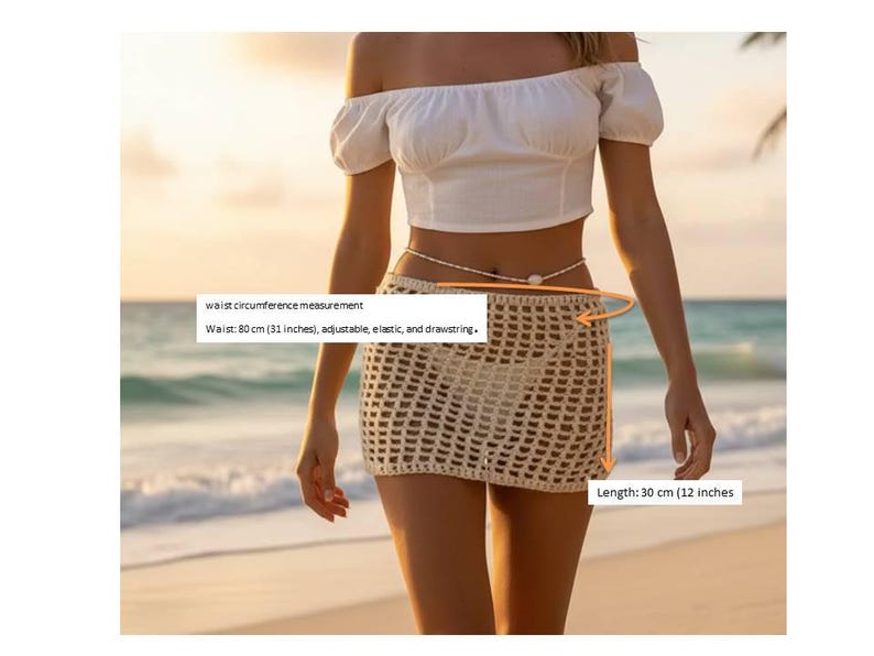 Handmade Crochet Mesh Mini Skirt - Boho Beach Cover Up Sarong - Festival Style Hollow Out Summer Skirt - Home Art Paris