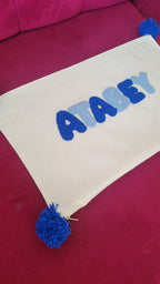baby pillow Text Lumbar Pillow, Punch Needle Personalized Cushion Cover, Rectangular Name Pillow, Linen Decor Gift