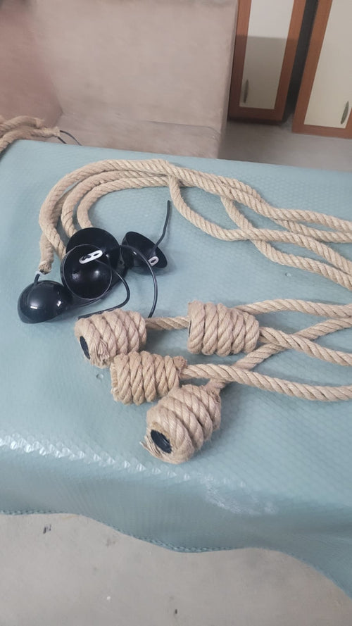 3 in 1 Rope Light, ROPE Pendant,  Rustic Jute Lamp, Beach House Decoration