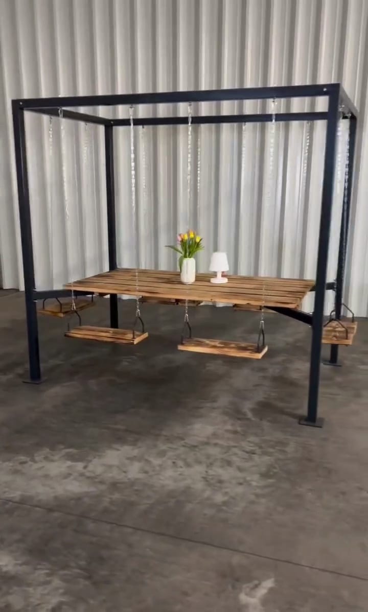 The Swing Table porch garden Dining Set - 1.3 Ton Capacity Heavy-Duty Metal Frame Commercial Furniture by home art paris