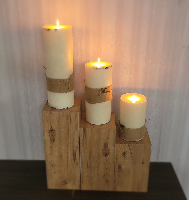 Large Tower Pillar Candle Set Rustic Mantle Decor Homeartparis production