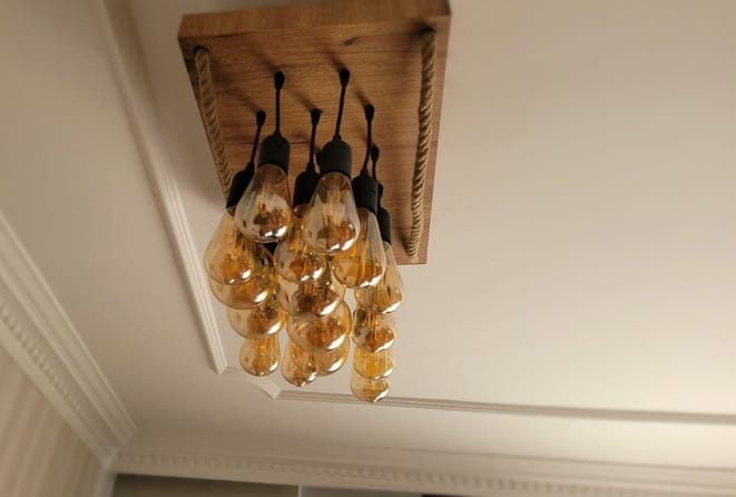 Wood Chandelier, Stairwell Lighting Fixture, 12-Light Rustic Lamp, High Ceiling & Kitchen Island Pendant chandelier