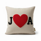 Homeartparis Initials Heart Pillow - Personalized Couple Gift by Seval Özsoy - Custom Punch Needle Wedding & Anniversary Keepsake - Linen Love Decor