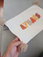 baby pillow Text  Pillow, Punch Needle Personalized Cushion Cover, Rectangular Name Pillow, Linen Decor Gift