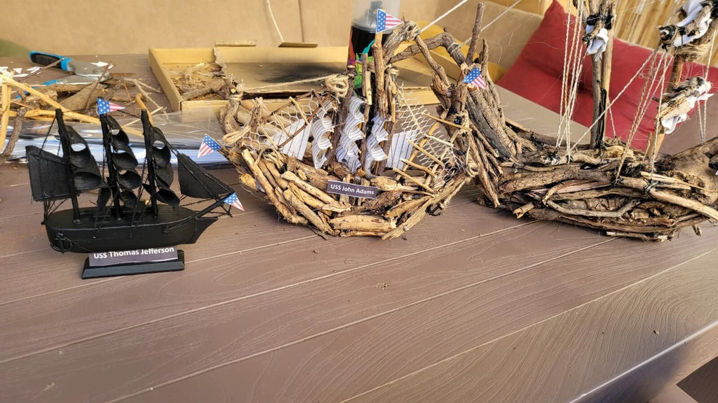 The USS John Adams Wooden Model Boat Driftwood Art Homeartparis production