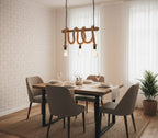 3-Light White Rope and Natural Wood Rustic Chandelier Homeartparis production