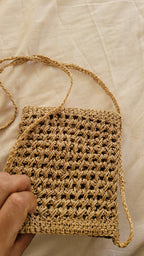 Minimalist Straw Crossbody Bag - Handmade Woven Raffia Style Purse by Seval Özsoy - Natural Boho Summer Bag - Unique Artisan Gift for Her