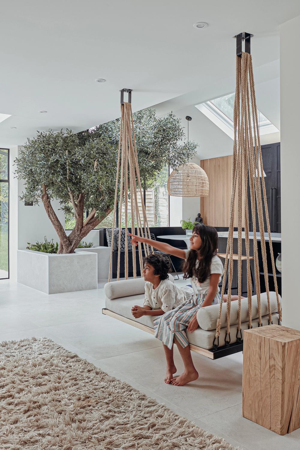 Artisan Handcrafted Spruce Wood Hanging Swing Bed - Indoor Outdoor Jute Rope Daybed - Homeartparis production