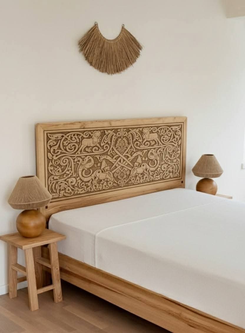 Handmade Hand-Carved Solid Spruce Bed Frame & Headboard - Homeartparis production
First-Class Craftsmanship & Premium Solid Wood