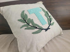 homeartparis Monogram Initial Punch Needle Pillow Cover, Custom Letter & Color, Linen Cushion Case, Personalized Gift